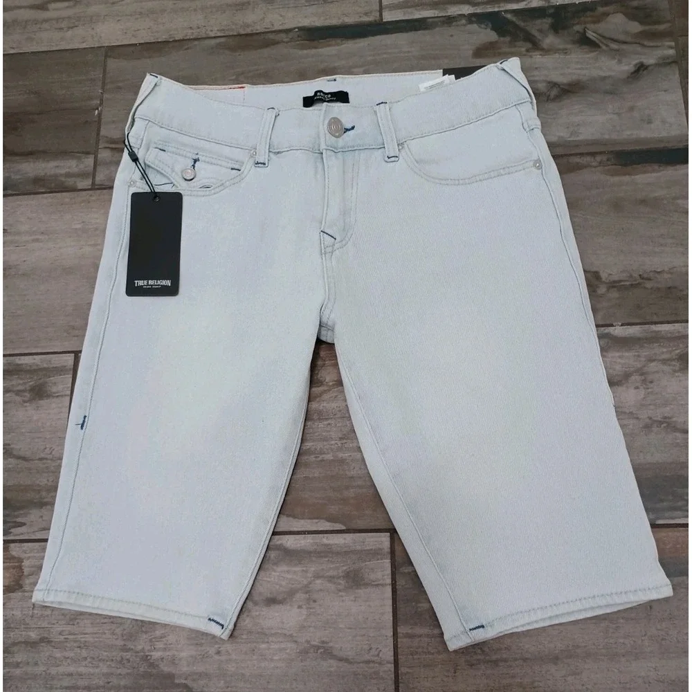 True Religion Men's Rocco  Relaxed Sn Flap Skinny Jeans Shorts Sz 30
